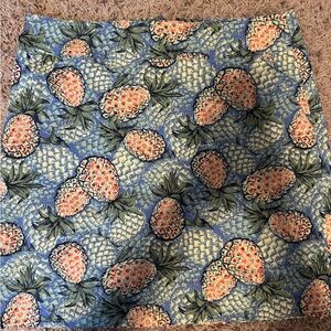 Talbots Blue Pineapple Print Mini Skirt with Coral Accents